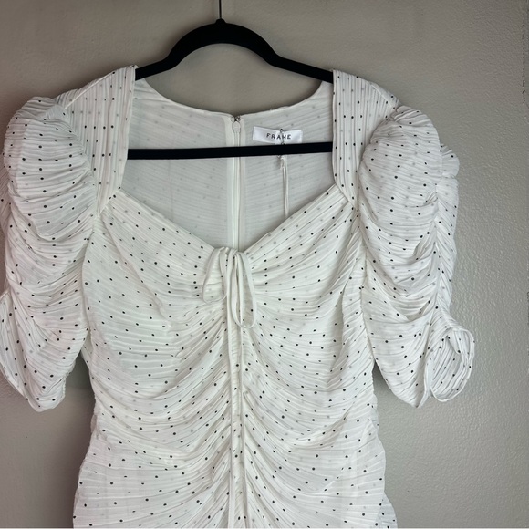 FRAME Gathered Keyhole Tie Neck Dress Sz XL - Picture 5 of 13